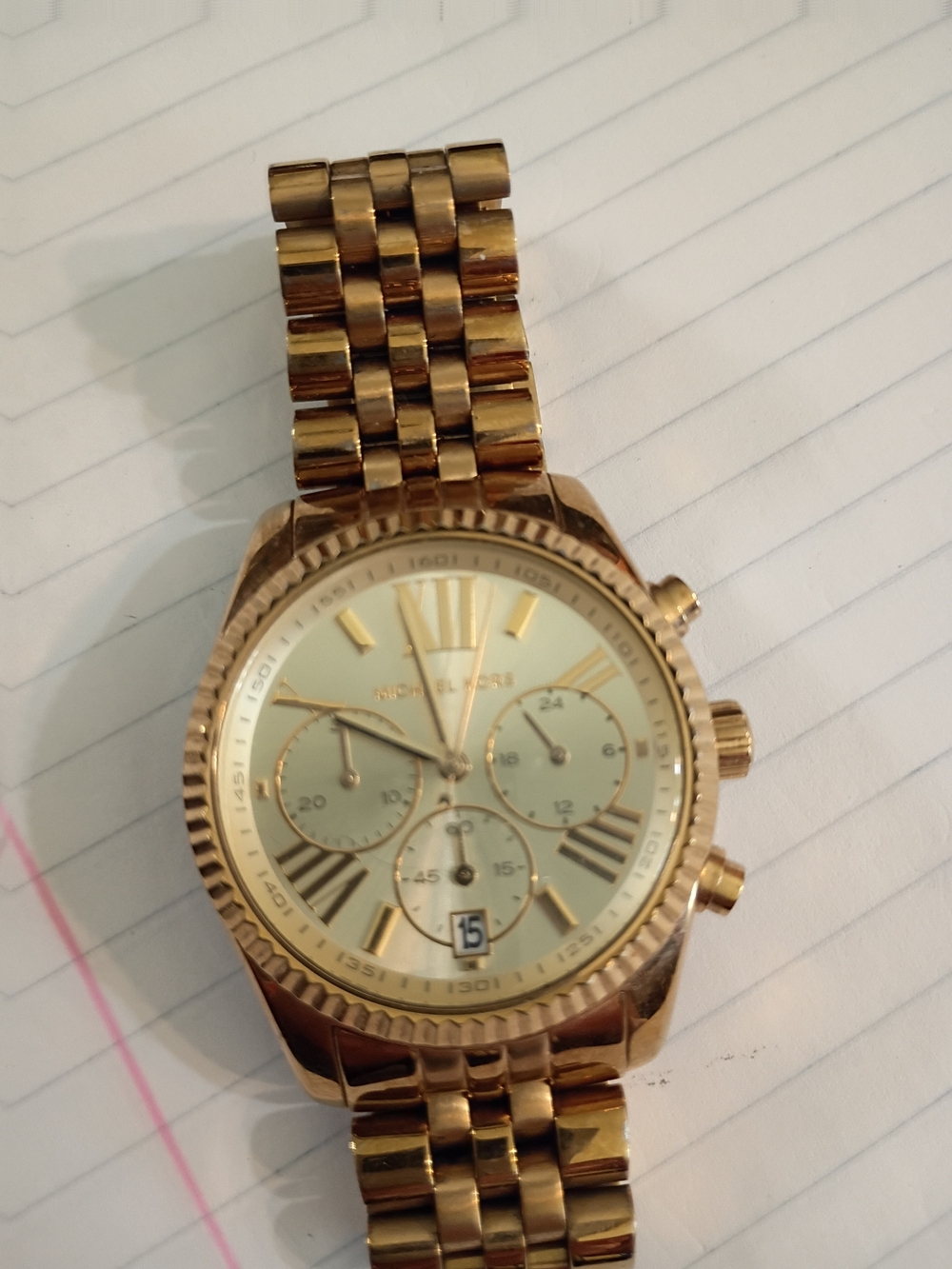 Michael Kors Gold and Cream Chronograph Bracelet Watch